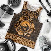 Personalized Caernarfonshire Sir Gaernarfon Men Tank Top Gold Castle Tower Celtic-inspired - Wonder Print Shop