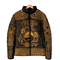 Personalized Caernarfonshire Sir Gaernarfon Padded Jacket Gold Castle Tower Celtic-inspired - Wonder Print Shop