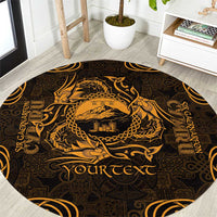 Personalized Caernarfonshire Sir Gaernarfon Round Carpet Gold Castle Tower Celtic-inspired - undefined