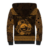 Personalized Caernarfonshire Sir Gaernarfon Sherpa Hoodie Gold Castle Tower Celtic-inspired - Wonder Print Shop