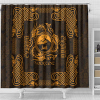 Personalized Caernarfonshire Sir Gaernarfon Shower Curtain Gold Castle Tower Celtic-inspired - Wonder Print Shop