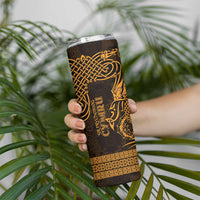 Personalized Caernarfonshire Sir Gaernarfon Skinny Tumbler Gold Castle Tower Celtic-inspired - Wonder Print Shop