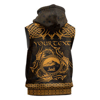 Personalized Caernarfonshire Sir Gaernarfon Sleeveless Hoodie Gold Castle Tower Celtic-inspired - Wonder Print Shop