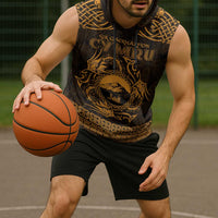 Personalized Caernarfonshire Sir Gaernarfon Sleeveless Hoodie Gold Castle Tower Celtic-inspired - Wonder Print Shop