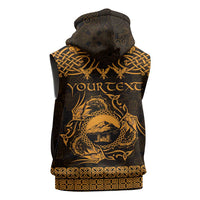 Personalized Caernarfonshire Sir Gaernarfon Sleeveless Zip Hoodie Gold Castle Tower Celtic-inspired - Wonder Print Shop
