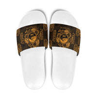 Personalized Caernarfonshire Sir Gaernarfon Slide Sandals Gold Castle Tower Celtic-inspired - Wonder Print Shop
