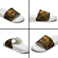 Personalized Caernarfonshire Sir Gaernarfon Slide Sandals Gold Castle Tower Celtic-inspired - Wonder Print Shop
