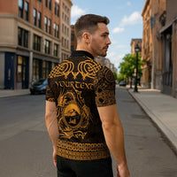 Personalized Caernarfonshire Sir Gaernarfon Zipper Polo Shirt Gold Castle Tower Celtic-inspired - Wonder Print Shop