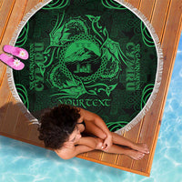 Personalized Caernarfonshire Sir Gaernarfon Beach Blanket Green Castle Tower Celtic-inspired - Wonder Print Shop