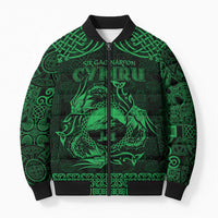 Personalized Caernarfonshire Sir Gaernarfon Bomber Puffer Jacket Green Castle Tower Celtic-inspired - Wonder Print Shop