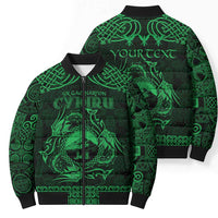 Personalized Caernarfonshire Sir Gaernarfon Bomber Puffer Jacket Green Castle Tower Celtic-inspired - Wonder Print Shop