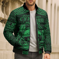 Personalized Caernarfonshire Sir Gaernarfon Bomber Puffer Jacket Green Castle Tower Celtic-inspired - Wonder Print Shop