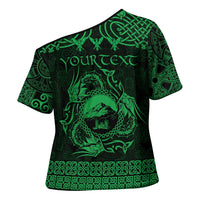 Personalized Caernarfonshire Sir Gaernarfon Cross Shoulder Shirt Green Castle Tower Celtic-inspired - Wonder Print Shop