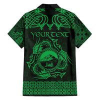 Personalized Caernarfonshire Sir Gaernarfon Family Matching Long Sleeve Bodycon Dress and Hawaiian Shirt Green Castle Tower Celtic-inspired - Wonder Print Shop