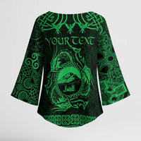 Personalized Caernarfonshire Sir Gaernarfon Kimono Sleeve Blouse Green Castle Tower Celtic-inspired - Wonder Print Shop