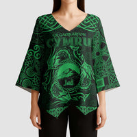 Personalized Caernarfonshire Sir Gaernarfon Kimono Sleeve Blouse Green Castle Tower Celtic-inspired - Wonder Print Shop
