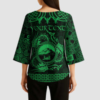 Personalized Caernarfonshire Sir Gaernarfon Kimono Sleeve Blouse Green Castle Tower Celtic-inspired - Wonder Print Shop