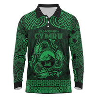 Personalized Caernarfonshire Sir Gaernarfon Long Sleeve Polo Shirt Green Castle Tower Celtic-inspired - Wonder Print Shop