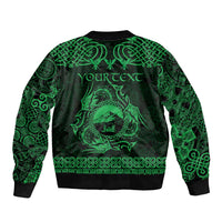 Personalized Caernarfonshire Sir Gaernarfon Sleeve Zip Bomber Jacket Green Castle Tower Celtic-inspired - Wonder Print Shop