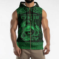 Personalized Caernarfonshire Sir Gaernarfon Sleeveless Zip Hoodie Green Castle Tower Celtic-inspired - Wonder Print Shop