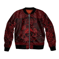 Personalized Caernarfonshire Sir Gaernarfon Bomber Jacket Red Castle Tower Celtic-inspired - Wonder Print Shop
