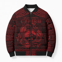 Personalized Caernarfonshire Sir Gaernarfon Bomber Puffer Jacket Red Castle Tower Celtic-inspired - Wonder Print Shop