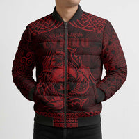 Personalized Caernarfonshire Sir Gaernarfon Bomber Puffer Jacket Red Castle Tower Celtic-inspired - Wonder Print Shop