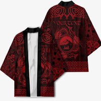 Personalized Caernarfonshire Sir Gaernarfon Kimono Red Castle Tower Celtic-inspired - Wonder Print Shop