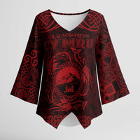 Personalized Caernarfonshire Sir Gaernarfon Kimono Sleeve Blouse Red Castle Tower Celtic-inspired - Wonder Print Shop