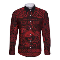 Personalized Caernarfonshire Sir Gaernarfon Long Sleeve Button Shirt Red Castle Tower Celtic-inspired - Wonder Print Shop