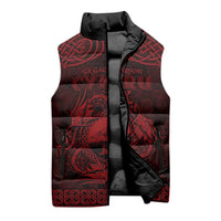 Personalized Caernarfonshire Sir Gaernarfon Sleeveless Puffer Jacket Red Castle Tower Celtic-inspired - Wonder Print Shop