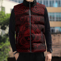 Personalized Caernarfonshire Sir Gaernarfon Sleeveless Puffer Jacket Red Castle Tower Celtic-inspired - Wonder Print Shop