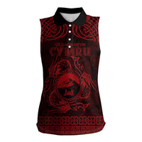 Personalized Caernarfonshire Sir Gaernarfon Women Sleeveless Polo Shirt Red Castle Tower Celtic-inspired - Wonder Print Shop