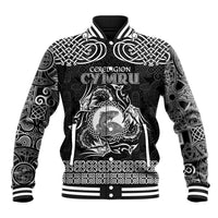 Personalized Cardiganshire Ceredigion Baseball Jacket Black Leaping Salmon Celtic-inspired - Wonder Print Shop