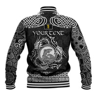 Personalized Cardiganshire Ceredigion Baseball Jacket Black Leaping Salmon Celtic-inspired - Wonder Print Shop