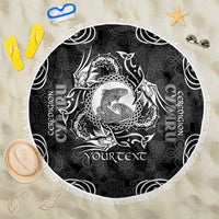 Personalized Cardiganshire Ceredigion Beach Blanket Black Leaping Salmon Celtic-inspired - Wonder Print Shop