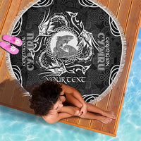 Personalized Cardiganshire Ceredigion Beach Blanket Black Leaping Salmon Celtic-inspired - Wonder Print Shop