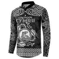 Personalized Cardiganshire Ceredigion Button Sweatshirt Black Leaping Salmon Celtic-inspired - Wonder Print Shop