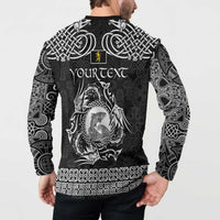 Personalized Cardiganshire Ceredigion Button Sweatshirt Black Leaping Salmon Celtic-inspired - Wonder Print Shop