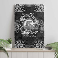 Personalized Cardiganshire Ceredigion Canvas Wall Art Black Leaping Salmon Celtic-inspired - Wonder Print Shop