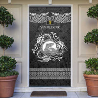 Personalized Cardiganshire Ceredigion Door Cover Black Leaping Salmon Celtic-inspired - Wonder Print Shop