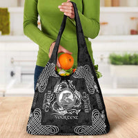 Personalized Cardiganshire Ceredigion Grocery Bag Black Leaping Salmon Celtic-inspired - Wonder Print Shop