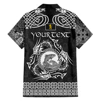 Personalized Cardiganshire Ceredigion Hawaiian Shirt Black Leaping Salmon Celtic-inspired - Wonder Print Shop