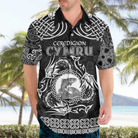 Personalized Cardiganshire Ceredigion Hawaiian Shirt Black Leaping Salmon Celtic-inspired - Wonder Print Shop