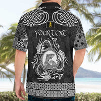 Personalized Cardiganshire Ceredigion Hawaiian Shirt Black Leaping Salmon Celtic-inspired - Wonder Print Shop