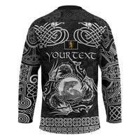 Personalized Cardiganshire Ceredigion Hockey Jersey Black Leaping Salmon Celtic-inspired - Wonder Print Shop
