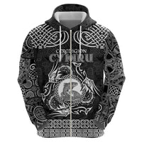 Personalized Cardiganshire Ceredigion Hoodie Black Leaping Salmon Celtic-inspired - Wonder Print Shop
