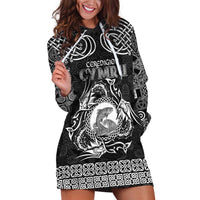 Personalized Cardiganshire Ceredigion Hoodie Dress Black Leaping Salmon Celtic-inspired - Wonder Print Shop