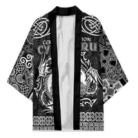 Personalized Cardiganshire Ceredigion Kimono Black Leaping Salmon Celtic-inspired - Wonder Print Shop