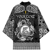 Personalized Cardiganshire Ceredigion Kimono Black Leaping Salmon Celtic-inspired - Wonder Print Shop